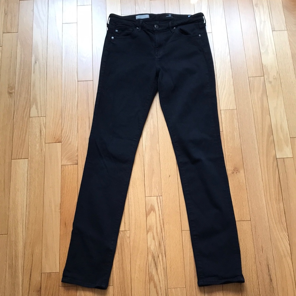 Ag Adriano Goldschmied Size 28R The Midrise Stevie Black Straight Slim Jeans